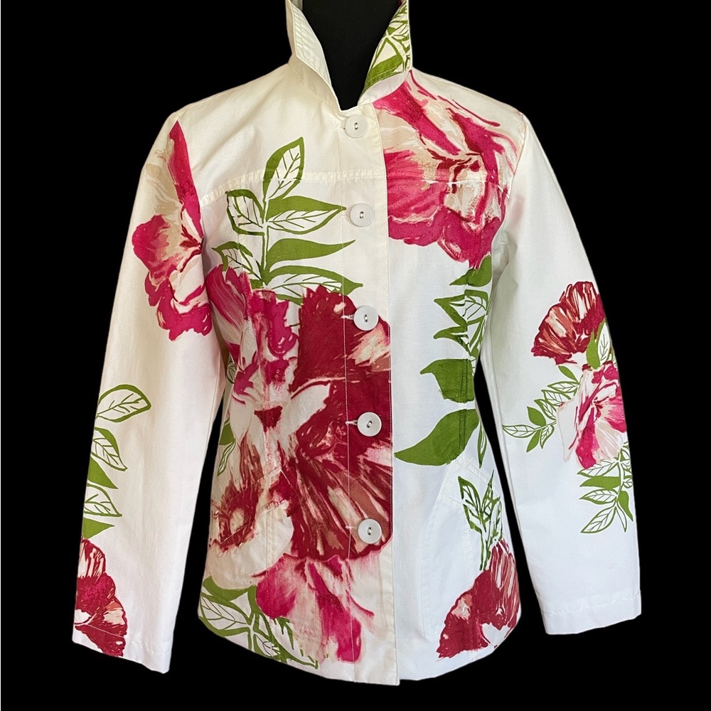 Chico’s White Flowered Jacket